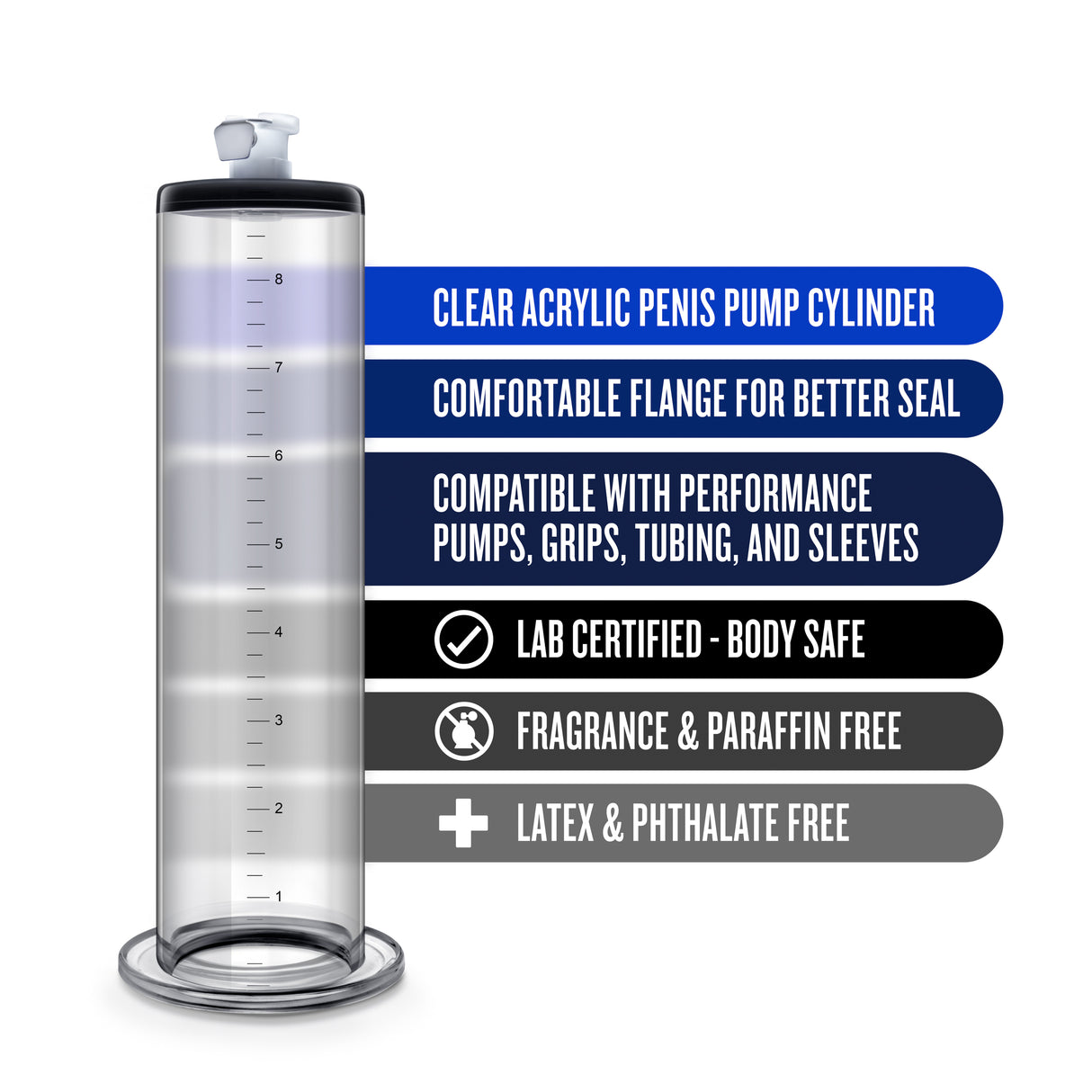 Blush Performance Penis Pump Cylinder, 9 x 1.75 in — Clear - BL-09501