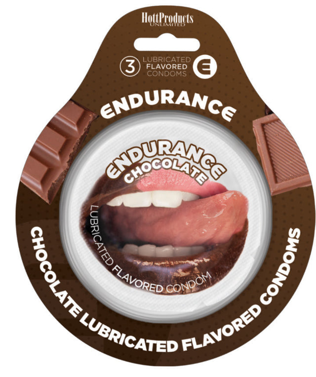 Hott Products Endurance Chocolate Flavored Condoms — 3 Pack - HTP2098