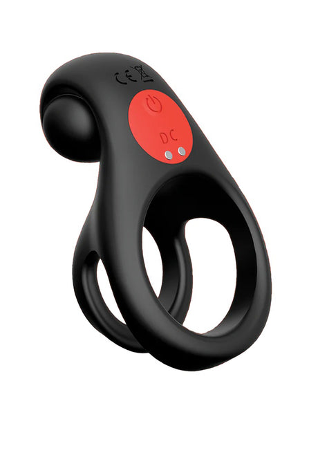 Icon Brands Red Dot V2 Vibrating Cock Ring with Remote, Black/Red - IC5077