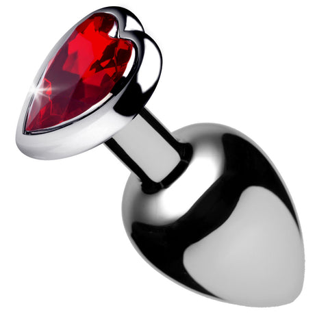 XR Brands Red Heart Gem Anal Plug — Small Aluminum, Red - BTYS-AF633-SMALL
