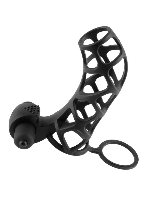 Pipedream Silicone Power Cage with Vibrating Clit Stimulator — Black - PD4143-23