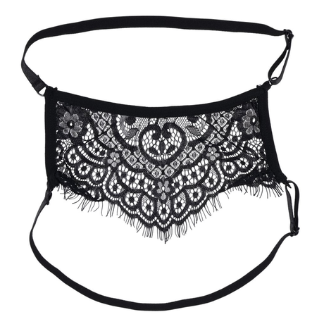 Sex & Mischief Veiled Vision Lace Blindfold — Black - SS10100