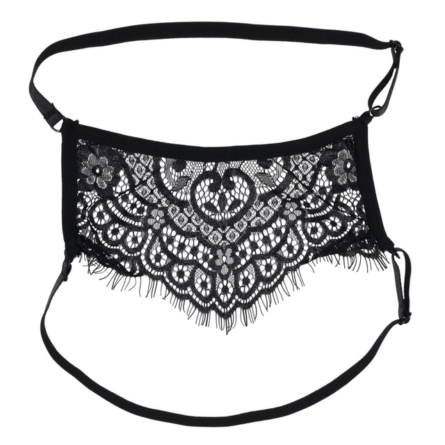 Sex & Mischief Veiled Vision Lace Blindfold — Black - SS10100