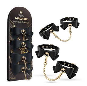Blush Ardor Wrist & Ankle Restraint Set — Black with Bow - BL-55525