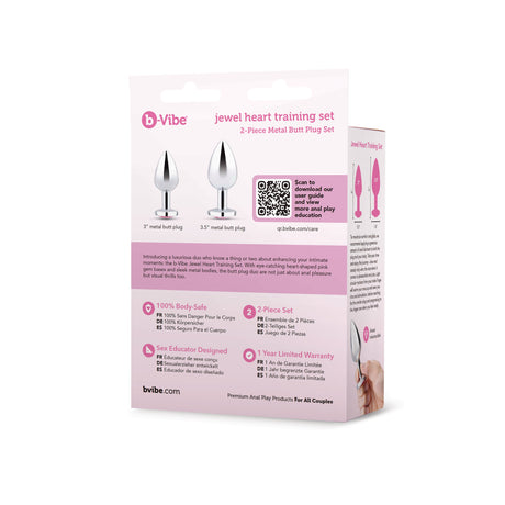 b-Vibe Jewel Heart Metal Butt Plug Training Set — 2 Sizes - BV2983