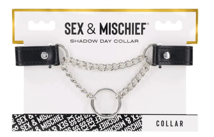 Sportsheets Shadow Day Collar — Black Faux Leather - SS10303