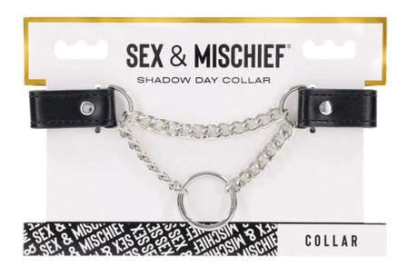 Sportsheets Shadow Day Collar — Black Faux Leather - SS10303