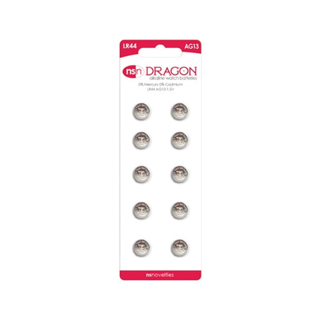 nsnovelties Dragon AG13 (LR44) Alkaline Batteries — 10 Pack - NSN2010-40
