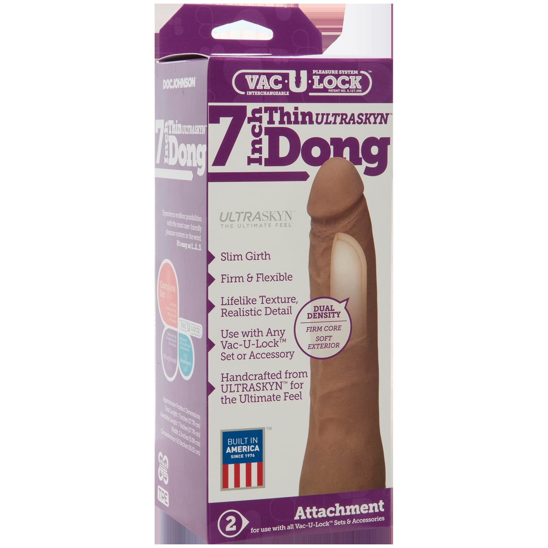 Vac-U-Lock 7-Inch Ultraskyn Thin Dong - Caramel by Doc Johnson