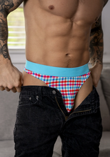 Male Power Soo Cumfy Gingham Thong — Small/Medium, Multi - MP-412306GIS