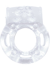 The Macho Crystal Collection Vibrating Cock Ring- Clear