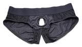 XR Brands Lace Envy Black Crotchless Panty Harness S/M - SU-AG453-SM
