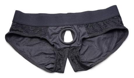 XR Brands Lace Envy Black Crotchless Panty Harness S/M - SU-AG453-SM