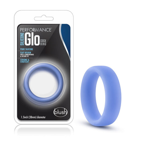 Blush Performance Silicone Glo Cock Ring — Blue Glow - BL-91167