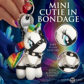 XR Brands Prism Pearl Bondage Pony Keychain — Rainbow Plush - MS-AI028-RBW