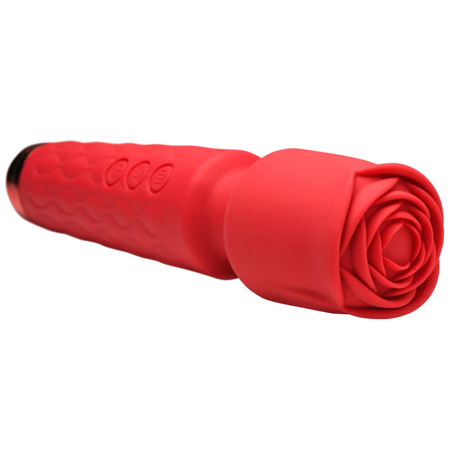 XR Brands Pleasure Rose Silicone Wand with Rose Attachment, Red - INM-AH318