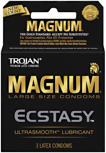 Paradise Marketing Trojan Magnum Ecstasy Lubricated Condoms — 3 Pack - TJ64720