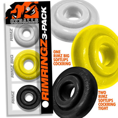 OXBALLS Rimringz Shockwave 3-Pack Cockrings (2 Regular + 1 Big) - OX-3206-SHK