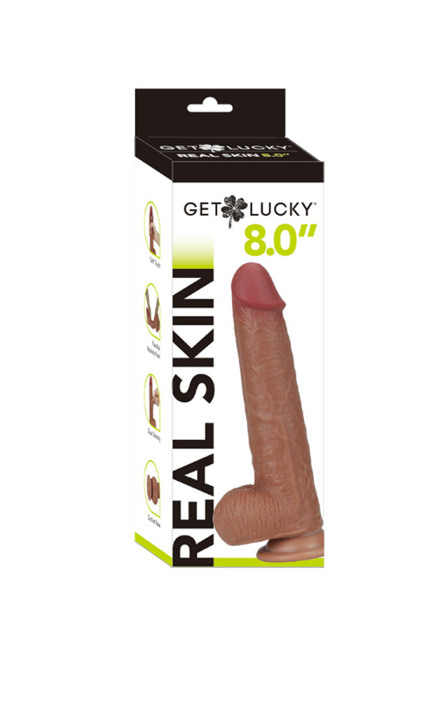 Real Skin 8" Dual Layer Dildo - Light Brown