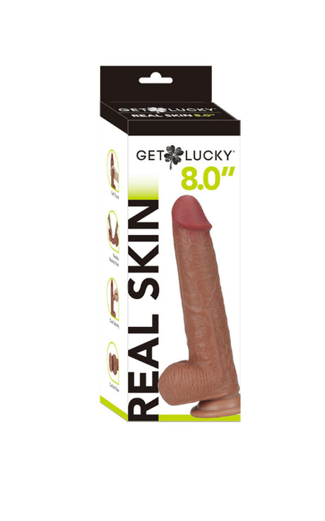 Real Skin 8" Dual Layer Dildo - Light Brown