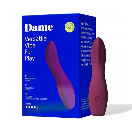 Dame Dip 2.0 Vibrator — Plum, USB-C Rechargeable - DM1623