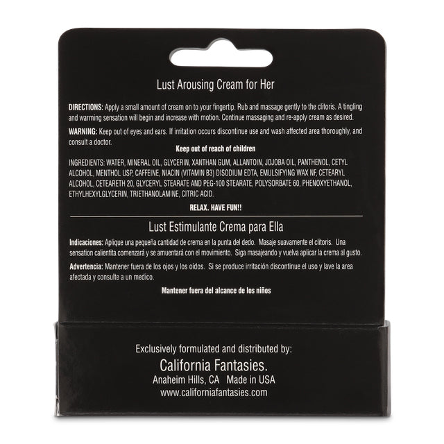Lust - Arousing Cream for Her - 0.5 Oz. Tube - Boxed by California Fantasies
