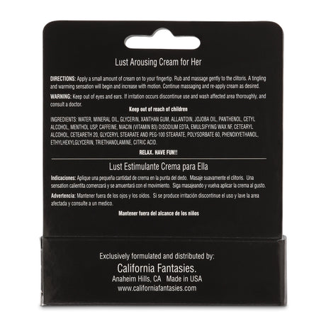Lust - Arousing Cream for Her - 0.5 Oz. Tube - Boxed by California Fantasies
