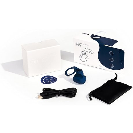 Dame Fin Finger Vibrator, Navy - DM0305