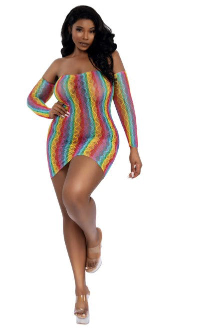 Dreamgirl Rainbow Mini with Arm Warmers - 95% Nylon/5% Spandex - DG-14313XRNB