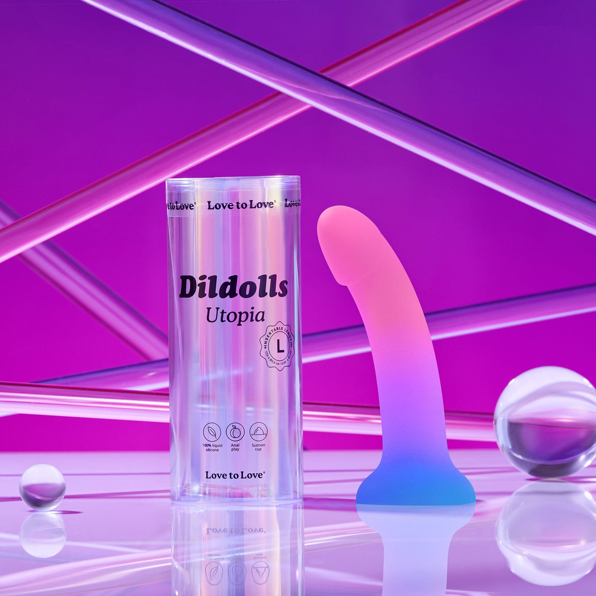 LOVE TO LOVE Dildolls Utopia L Silicone Dildo — Multicolor, Suction Base - LV3494