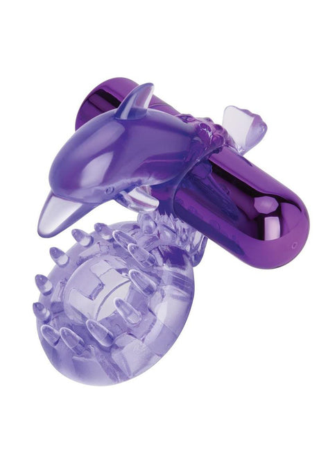 XGEN Bodywand Rechargeable Dolphin Couples Ring with Ticklers — Purple - X-BW1501