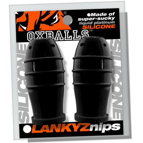 OXBALLS Lankyz Nipsuckers — Black Silicone (71 mm) - OX8652