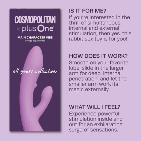 plusOne Main Character Vibe — Cosmo Dual-Motor Silicone Rabbit Vibrator - PO6893