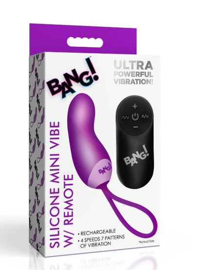 XR Brands Mini Silicone Bullet Vibrator with Remote, Purple - BNG-AH807-PU