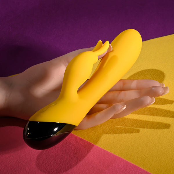 Evolved Novelties Buzzz Bunny Rabbit Vibrator — Yellow, USB Rechargeable - SL-RS-5827-2