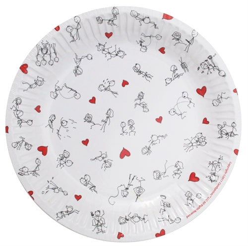 Stick Figure Style 7 Inch Plates - 8 Pack