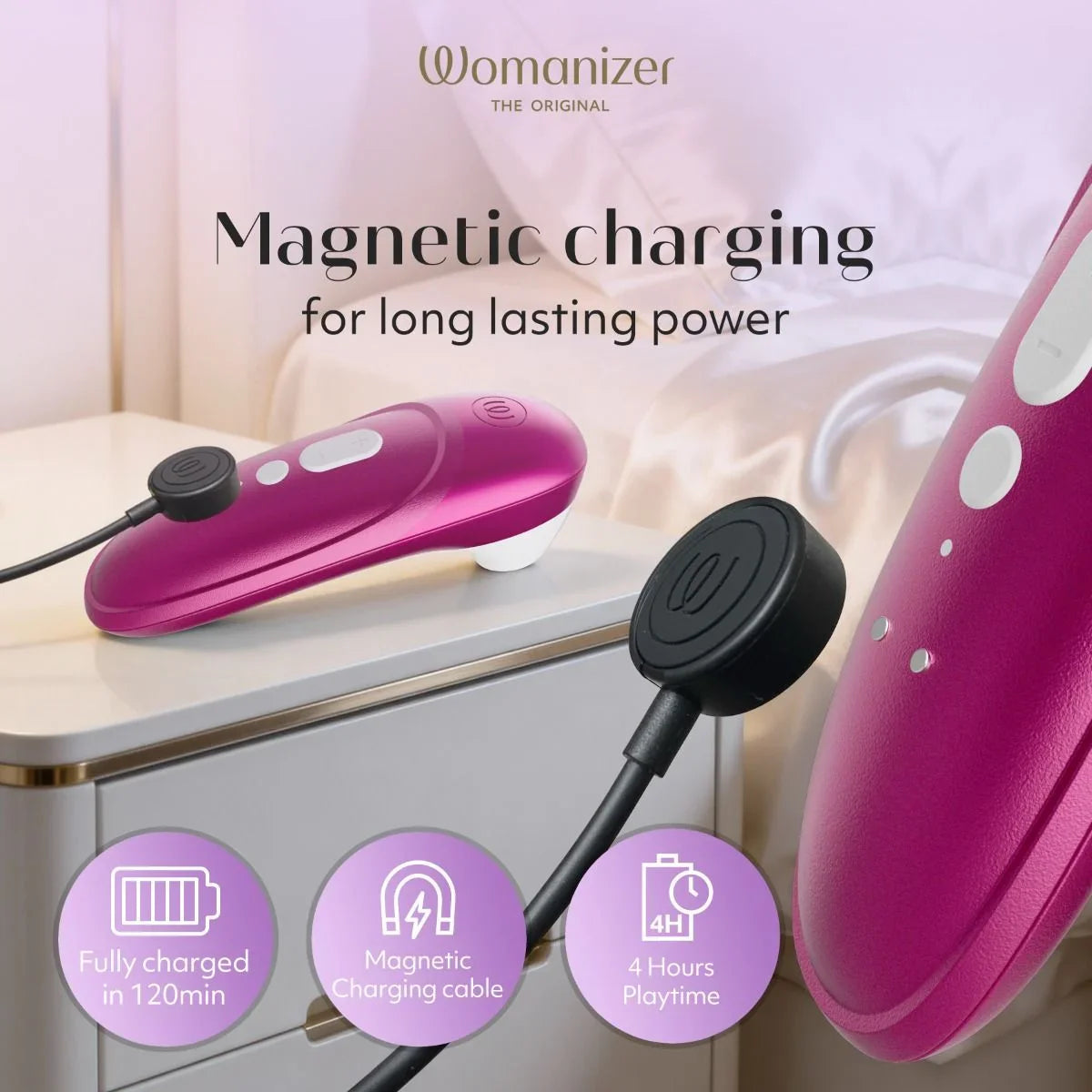 Womanizer Pro Clitoral Stimulator — Vibrant Pink - WZ6872