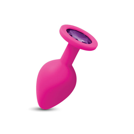 Viben Gemma Medium Pink Silicone Anal Plug with Purple Gem - VB-CC9162