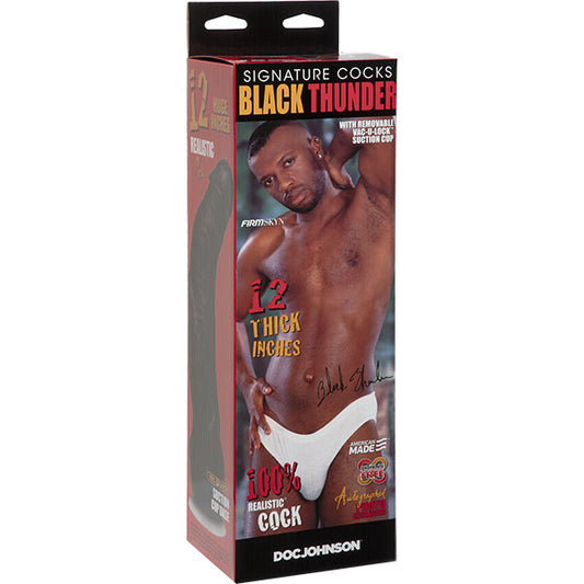 Doc Johnson Black Thunder 12 Inch Realistic Dildo with Vac-U-Lock - DJ8180-01