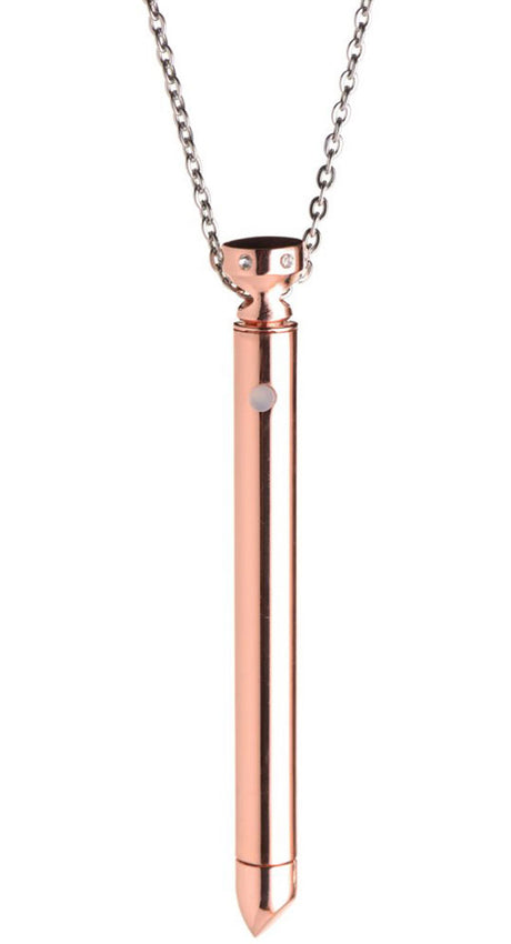 XR Brands 7x Vibrating Necklace — Rose Gold Pendant - CH-AG894-ROSE