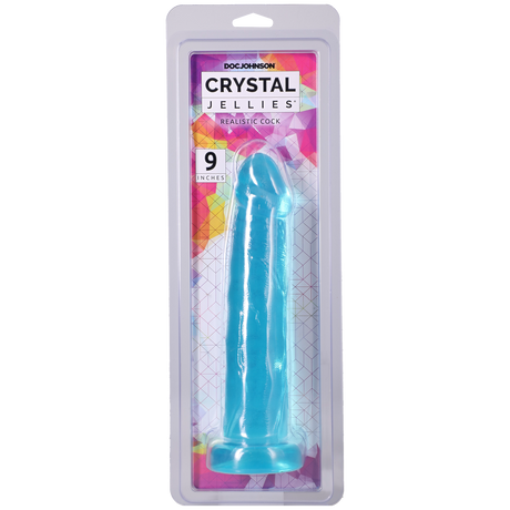 Doc Johnson Crystal Jellies Realistic Dildo — 9 Inch Teal - DJ0288-49-CD