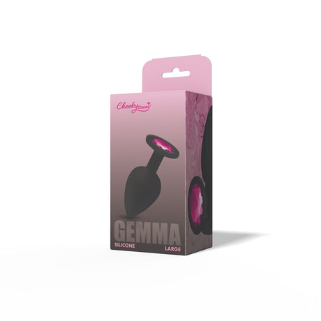 Gemma Pink Gem Black Silicone Plug - Large