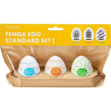 Tenga Egg Standard 3-Pack Strokers — Wavy, Starry, Cubic - TN197S1