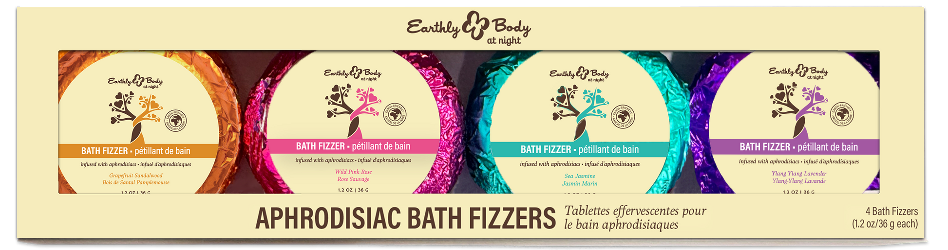 Earthly Body at Night Bath Fizzer Aphrodisiac Collection Set 4pc by Earthly Body