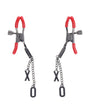 Sportsheets eX's and Oh's Nipple Clamps — Gunmetal with Red Tips - SS09983