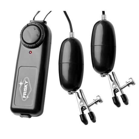 Frisky Vibe Me Vibrating Nipple Clamps with Variable Speeds, Black - 848518009067