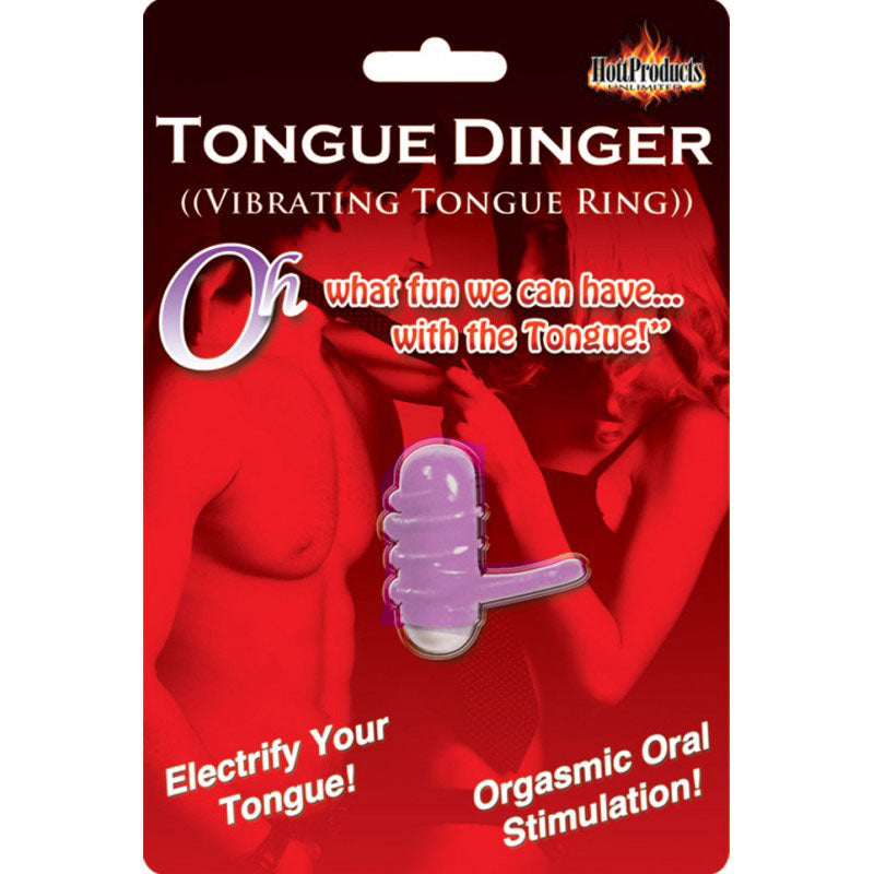 Hott Products Tongue Dinger Vibrating Tongue Ring, Purple 2 in - HTP2171