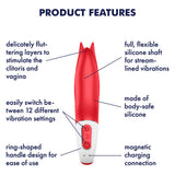 Satisfyer Power Flower Red Clitoral Vibrator — Silicone, 12 Modes - SAT-POWERFLWR