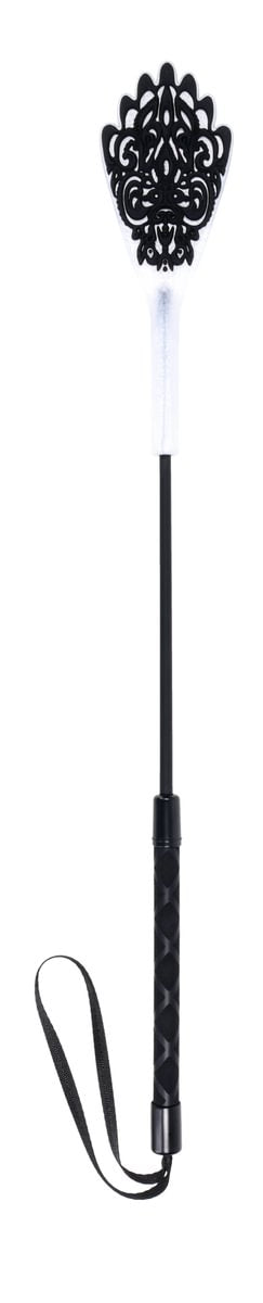 Sex & Mischief Lace Silicone Crop — Black, 19in (50cm) - SS10108