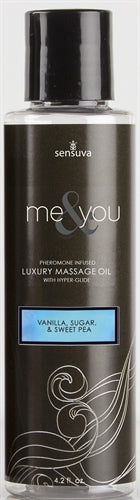 Sensuva Me and You Massage Oil — Vanilla Sugar & Sweet Pea, 4.2 oz - SEN-VL454